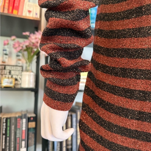 Who What Wear Black and Copper Striped Sweater Dress with Gold flecks Throughout - Picture 5 of 8